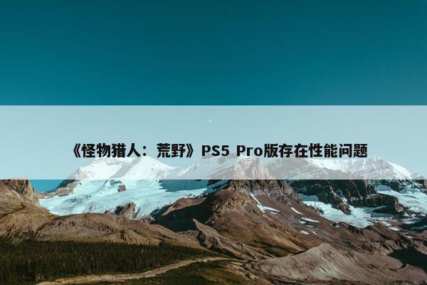 《怪物猎人：荒野》PS5 Pro版存在性能问题