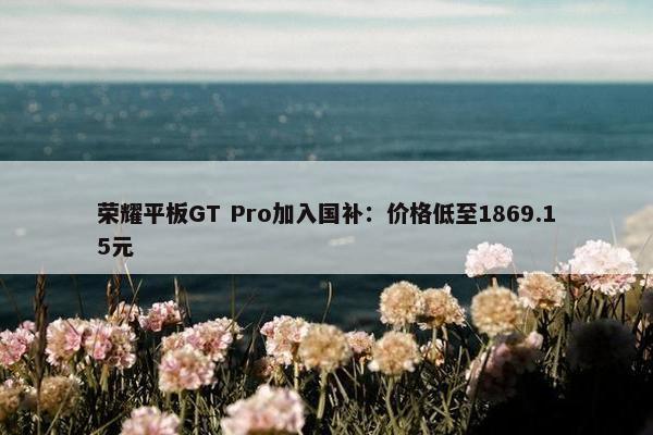 荣耀平板GT Pro加入国补：价格低至1869.15元