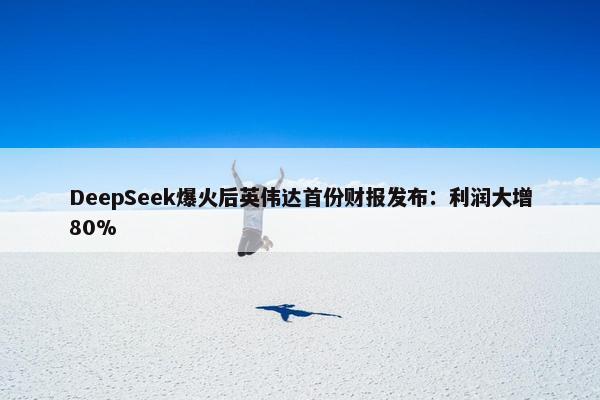 DeepSeek爆火后英伟达首份财报发布：利润大增80%