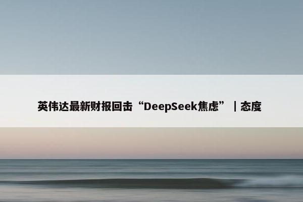 英伟达最新财报回击“DeepSeek焦虑”｜态度 