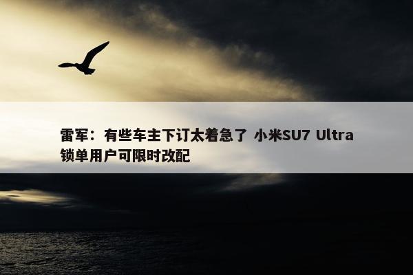 雷军：有些车主下订太着急了 小米SU7 Ultra锁单用户可限时改配